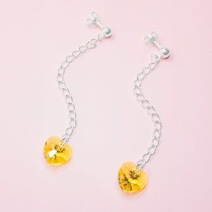 Sterling Silver Handmade Crystal Heart Earrings